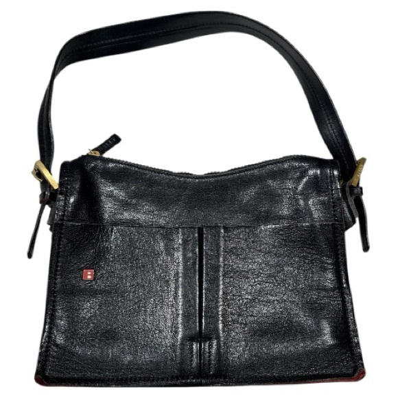 Bally Handbags - Bally Leather Shoulder Bag Black with Red Suede Interior